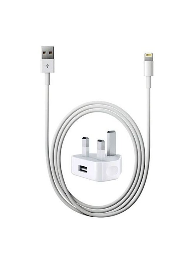 محول طاقة USB لآبل آيفون XR مع كابل لايتنينغ بطول 1 متر - أبيض - Image 1